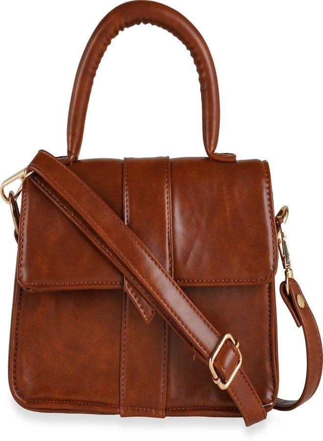 Poorak Brown Sling Bag Stylish & Trendy along with Detachable strap for Girls & Women - Image 1